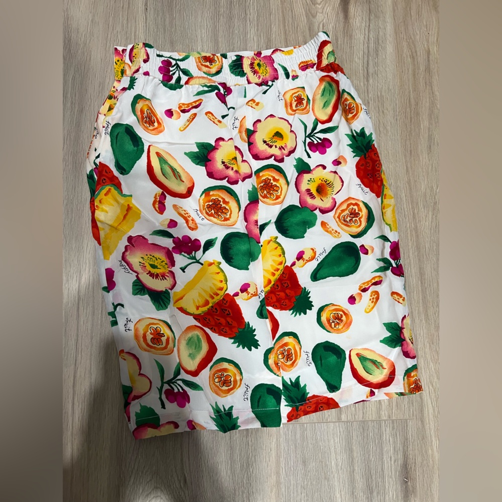 SilkLand Floral and Fruit Print Skirt